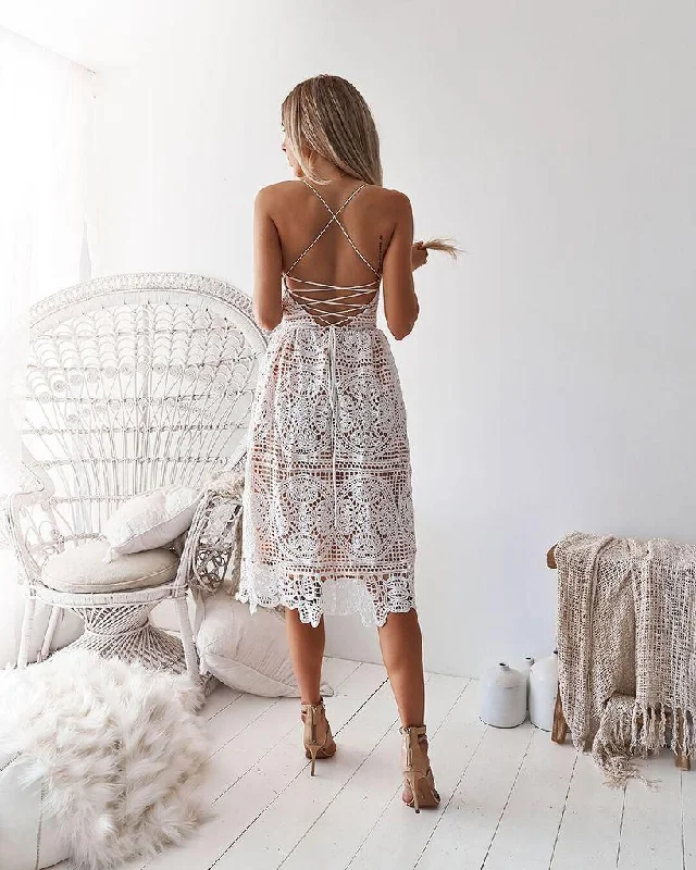 Sling lace halter dress