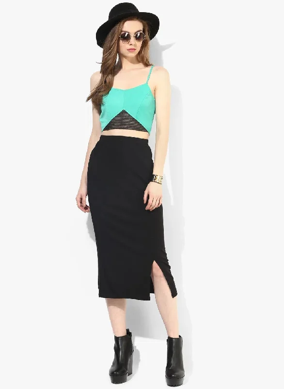 Green Tape Detail Strappy Crop Top