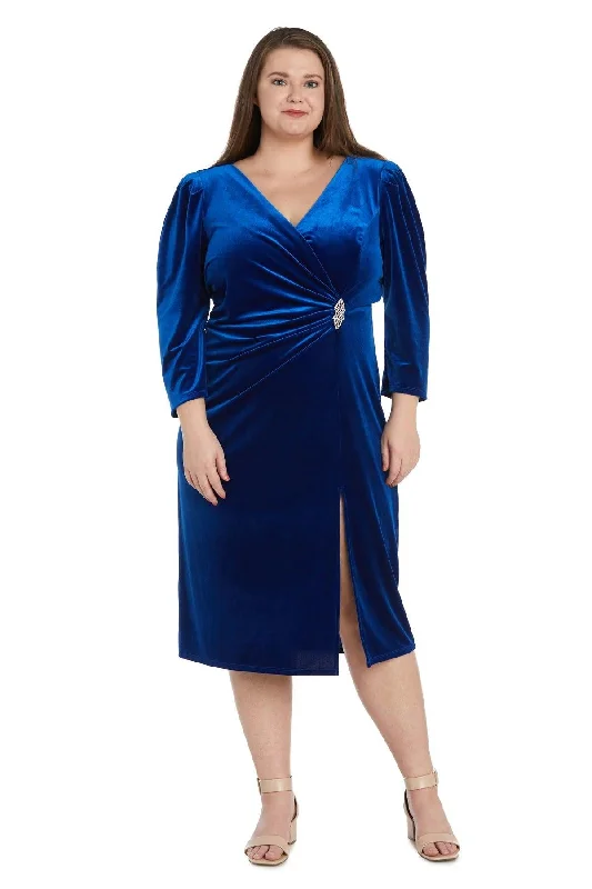 R&M Richards 9126W Short Cocktail Plus Size Velvet Midi Dress