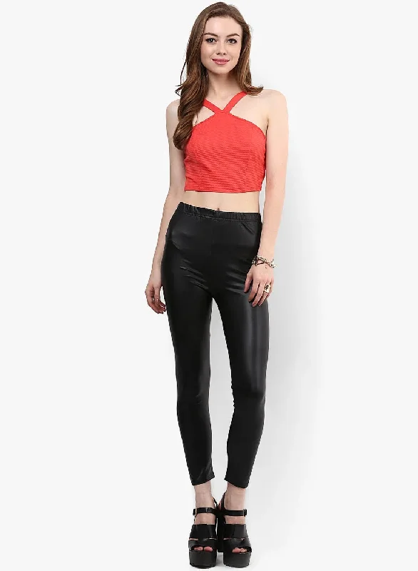 Coral Textured Crop Top