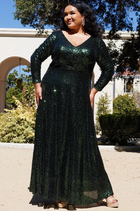 Sydneys Closet CE2302 Plus Size Long Sleeve Formal Dress