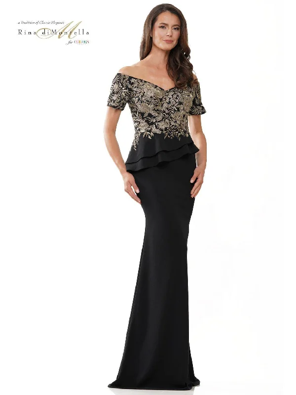 Rina di Montella RD2918 Long Off Shoulder Mermaid Formal Gown