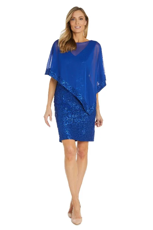 R&M Richards 2857P Short Petite Lace Poncho Cocktail Dress