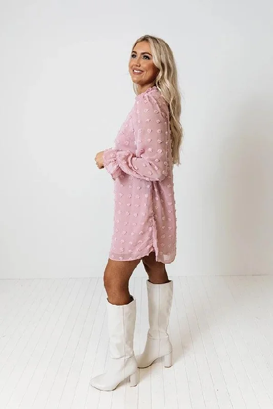 Bubble Long Sleeve Chiffon Jacquard Bottom Dress