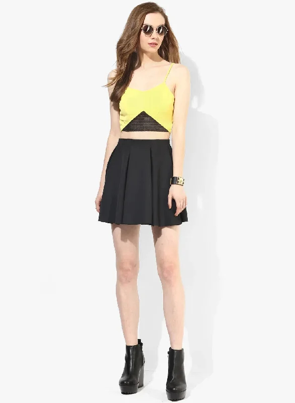 Yellow Tape Detail Strappy Crop Top