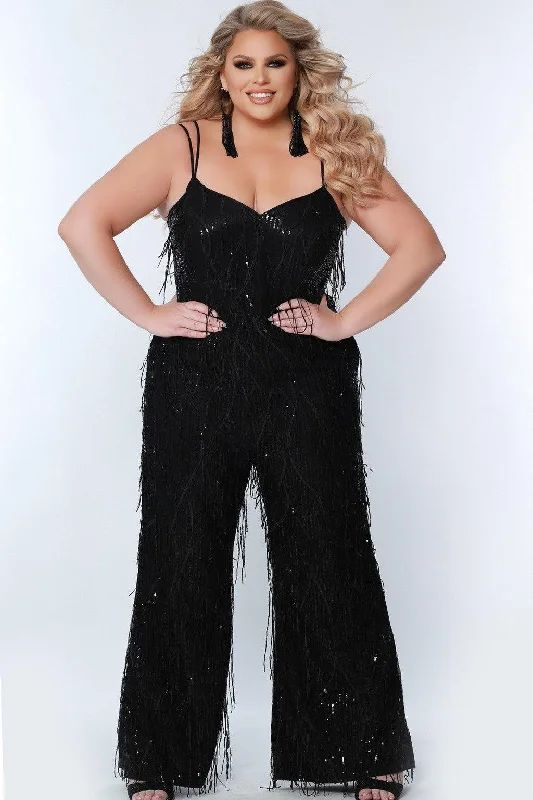 Sydneys Closet SC9104 Long Spaghetti Strap Prom Jumpsuit