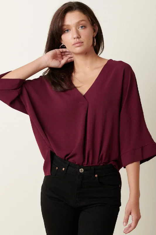 Burgundy maroon dressy top