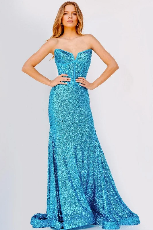 Jovani JVN23077 Strapless Fitted Long Evening Dress