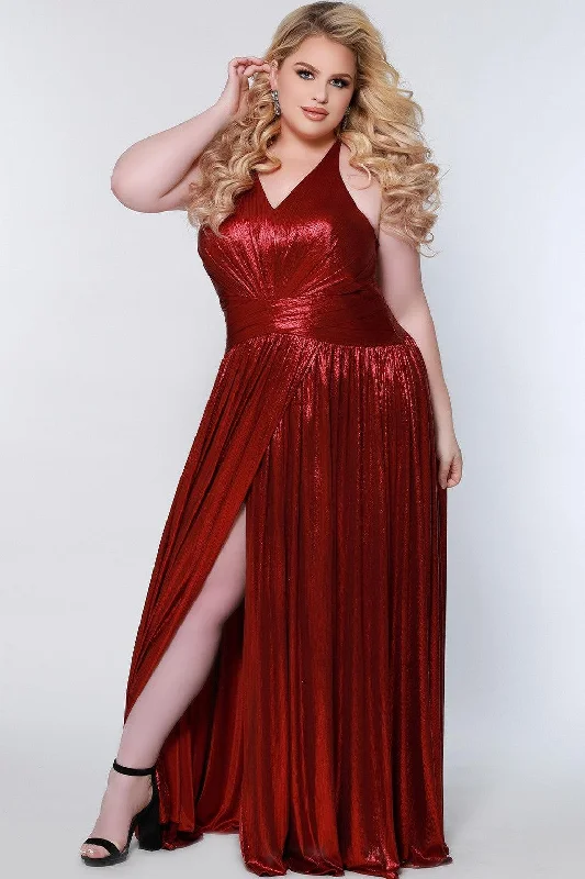 Sydneys Closet CE2201 Plus Size Long Halter Prom Dress