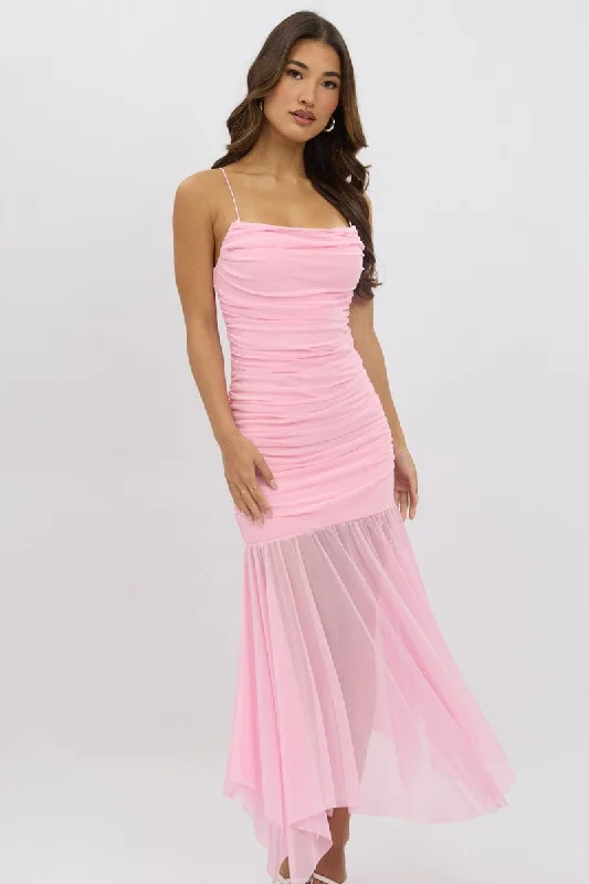 Pink Bodycon Dress Singlet Maxi