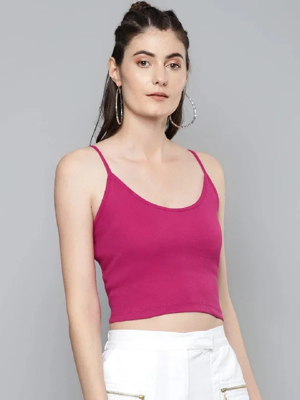 Fuchsia Strappy Crop Top