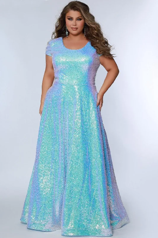 Sydneys Closet SC7348 Plus Size Long cap Sleeve Prom Dress