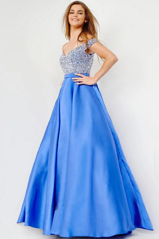 Jovani JVN08474 Off Shoulder Long A-Line Evening Gown