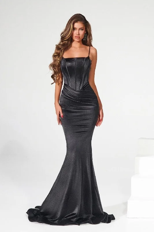 Portia and Scarlett PS23105 Long Spaghetti Stra Fitted Prom Dress