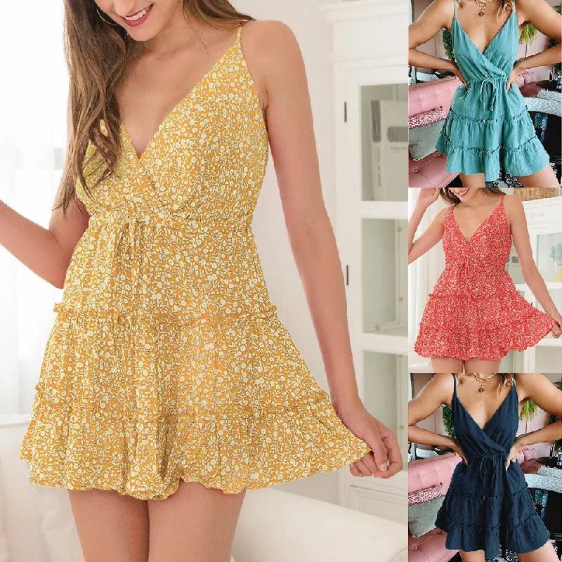 European and American sexy floral dress