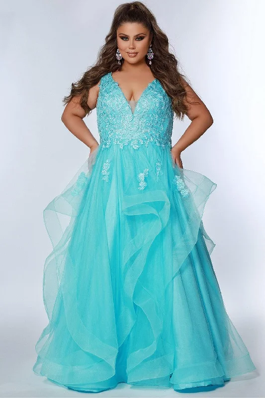 Sydneys Closet SC7347 Plus Size Long Sleeveless Prom Ball Gown