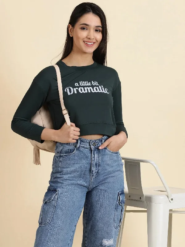 Women's Green Solid Crop Top-AE-10635-Green