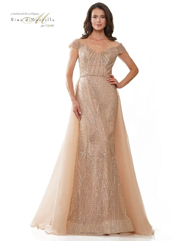 Rina di Montella RD2905 Long Off Shoulder Formal Dress