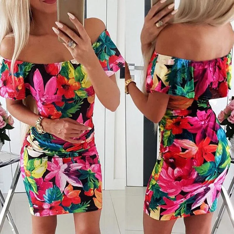 Printed bag hip dress