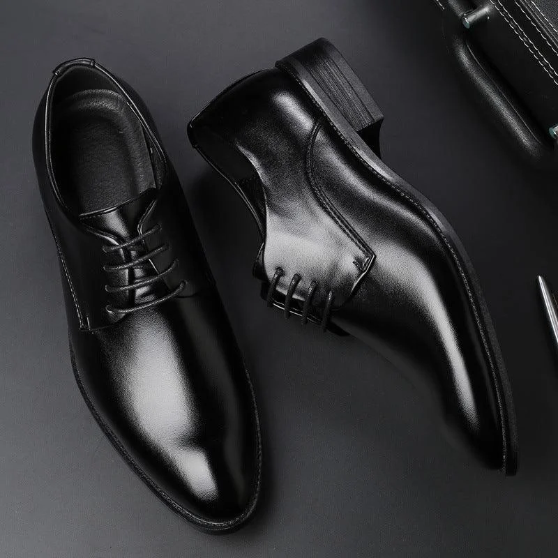 Men's Business Leather Shoes - Black Tie Dress Oxfords for Business Occasions