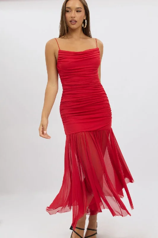 Red Bodycon Dress Singlet Maxi