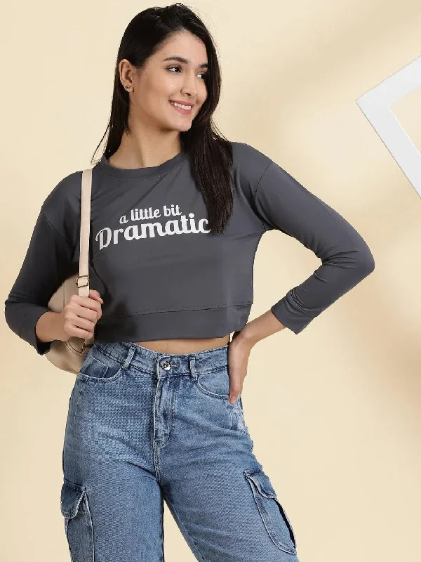 Women's Grey Solid Crop Top-AE-10635-Grey