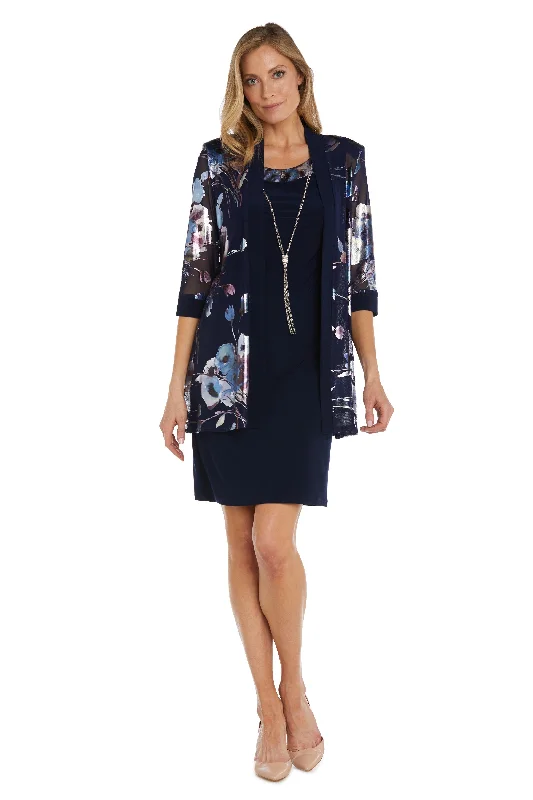 R&M Richards 9776 Short Sleeveless Floral Sheer Jacket Dress