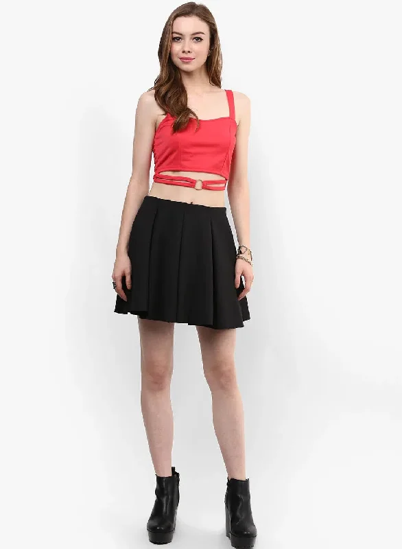 Magenta Metal Ring Detail Crop Top