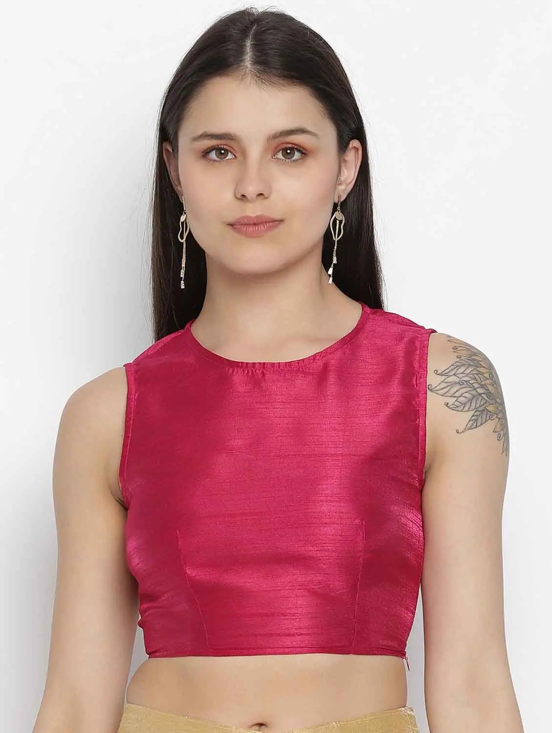 Elegant Pink Dupion Silk Women Crop Top