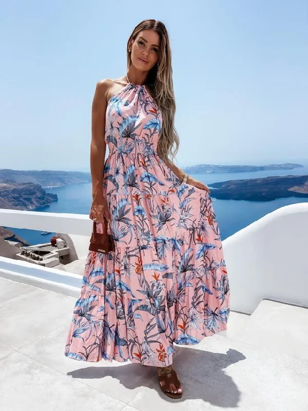 Fashion Sexy Floral Halter Dress