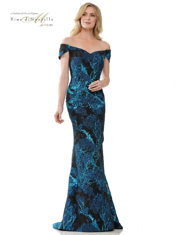 Rina di Montella RD2952 Long Off Shoulder Mermaid Formal Gown