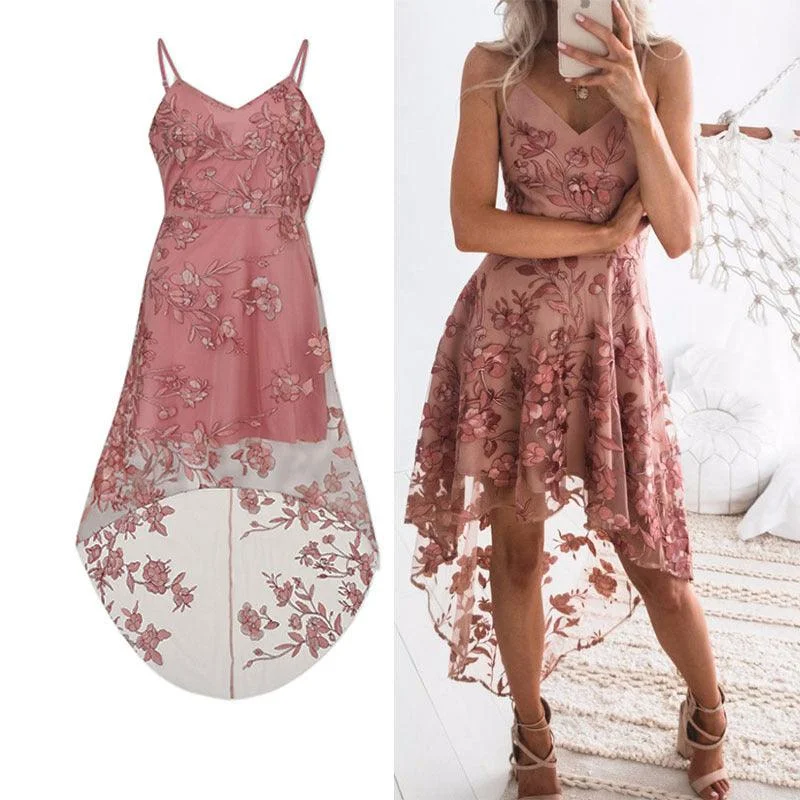 Explosive Models Sexy Sling Irregular Lace Stitching Dress Bandage Skirt