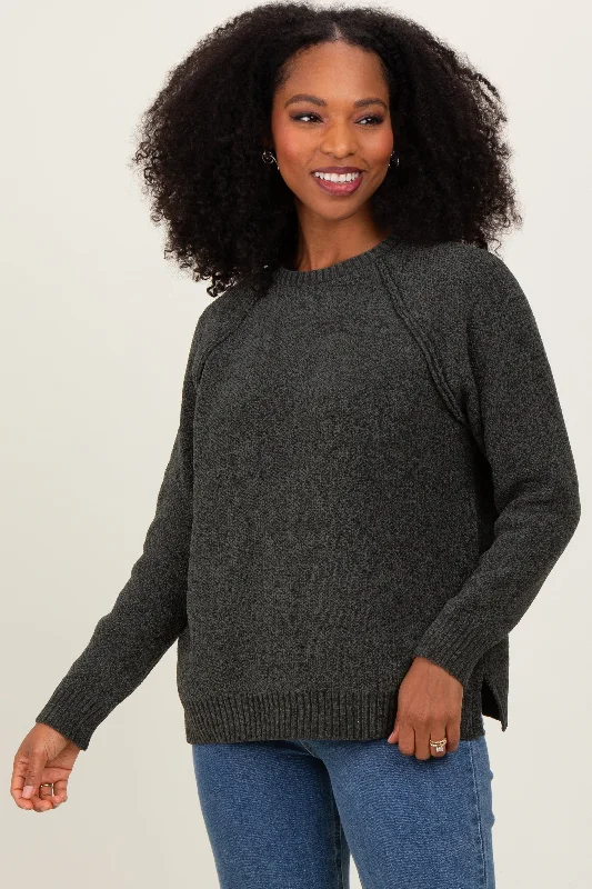 Olive Raglan Knit Sweater