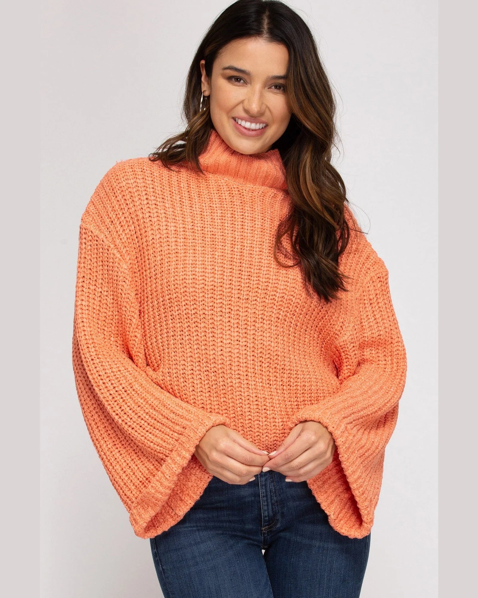 Wide Sleeve Mock Neck Sweater