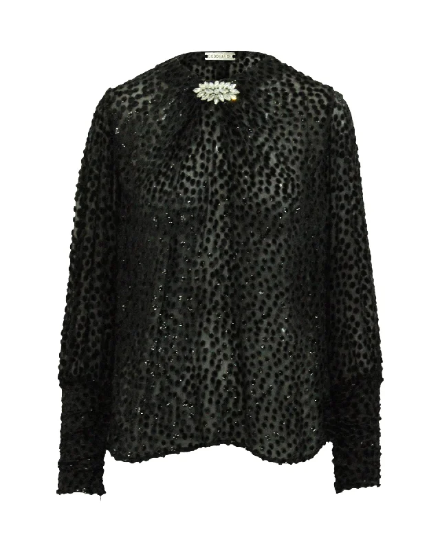 Dodo Bar Or Long Sleeve Blouse with Embellishment in Black Viscose