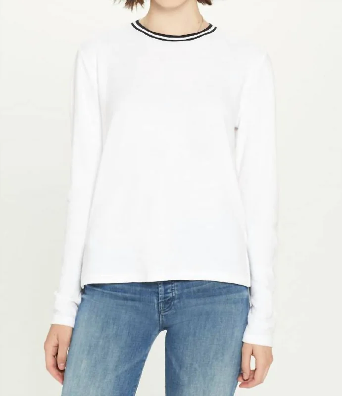 Fine Terry Ringer Long Sleeve Tee In Tipped White