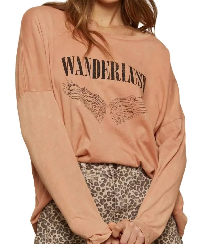 Wanderlust Long Sleeve Tee In Rose