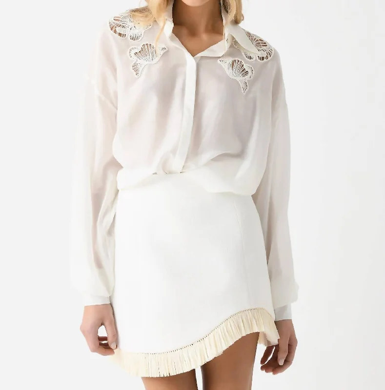 Ainsley Embroidered Shirt In Off White