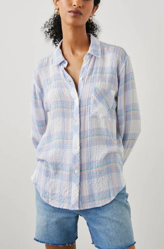 Brady Shirt In White Periwinkle Peach