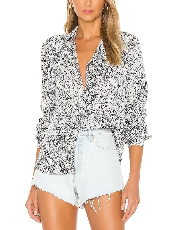 Button Down Print Shirt In Moonstone