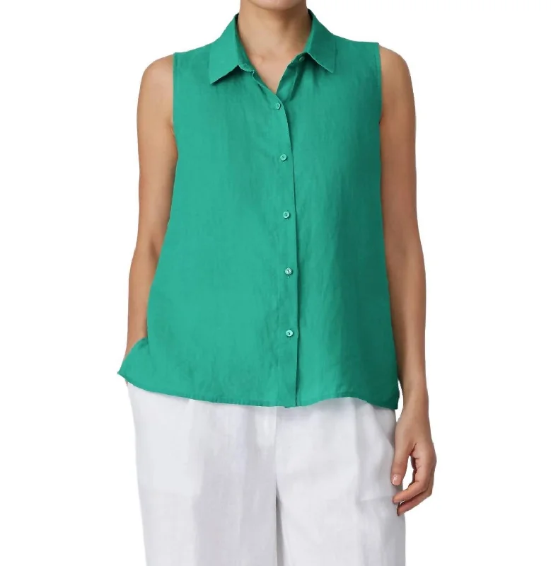 Classic Collar Sleeveless Shirt In Sea Star