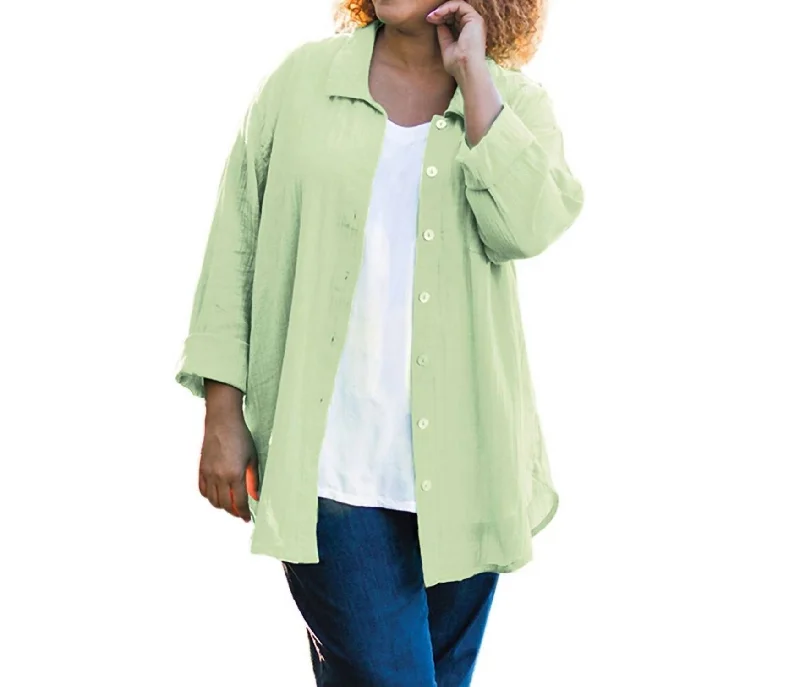 Cotton Collar Long Sleeve Kendall Shirt - Plus In Spindrift