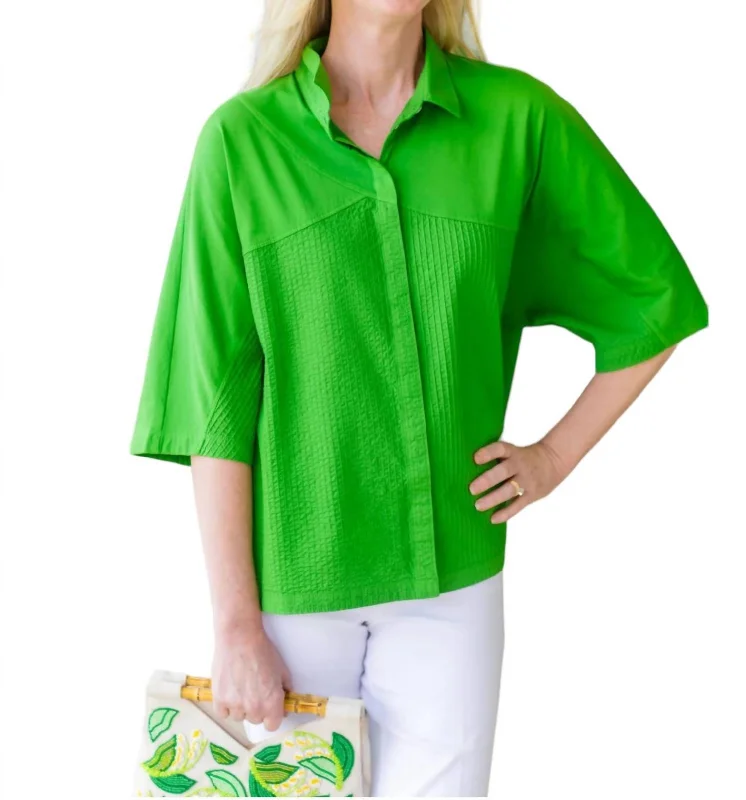 Cotton Jersey Overshirt In Grass Green