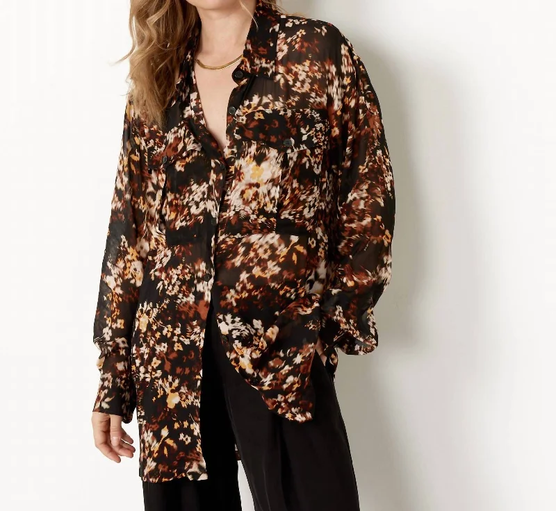 Cross Tris Shirt In Dark Brown Floral