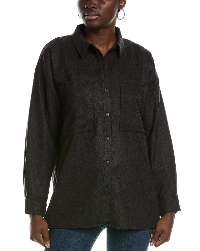 EILEEN FISHER Soft Flannel Classic Collar Wool Shirt