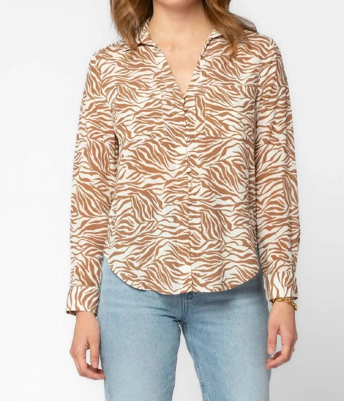 Eleni Shirt In Ecru Zebra