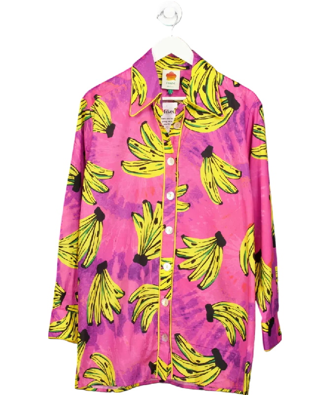 Farm Rio Pink Cotton Banana Print Shirt UK M