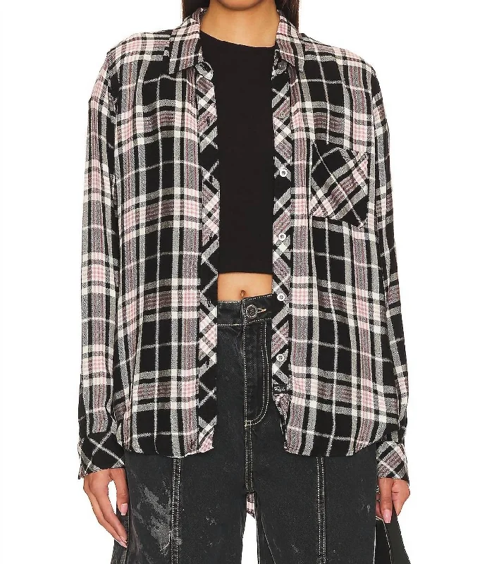 Hunter Plaid Shirt In Onyx Rose