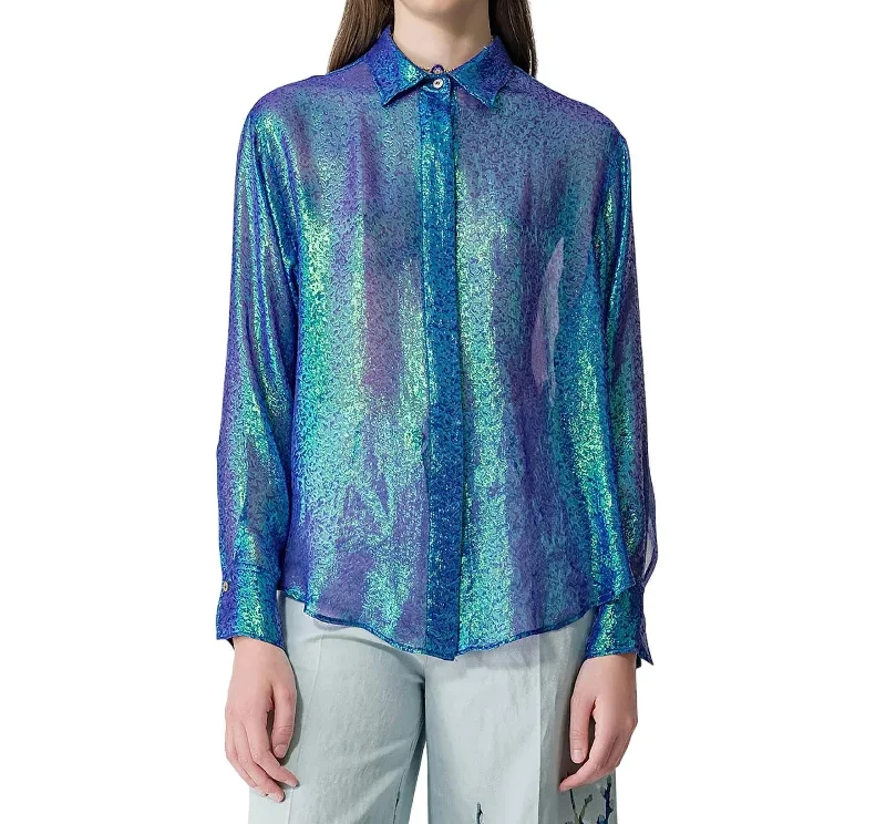 Iris Chiffon Silk Shirt In Curacao