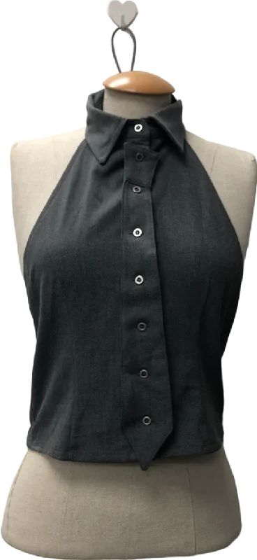 Jaded London Grey Friday Halter Tie Shirt UK 8